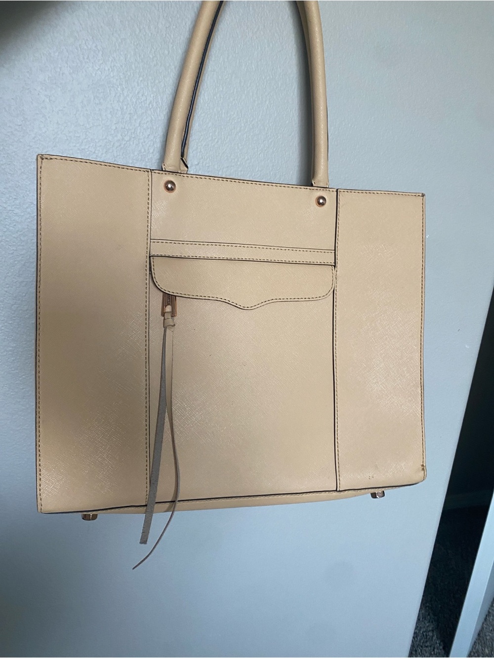 Rebecca Minkoff Classic Structured Tote Bag in Beige